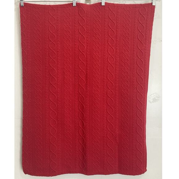 Red Cable Knit Baby Blanket Thin and Soft Unknown Brand 29 X 39” Twists Braids D - Picture 5 of 10